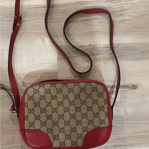 Gucci Red and Tan Crossbody Bag